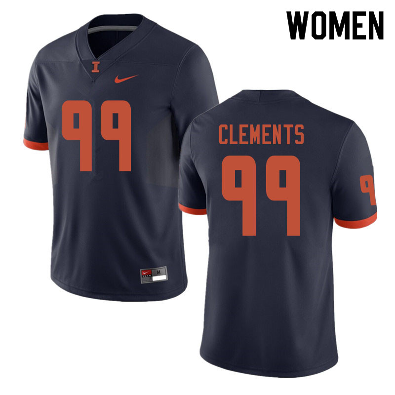 Women #99 Chunky Clements Illinois Fighting Illini College Football Jerseys Sale-Navy